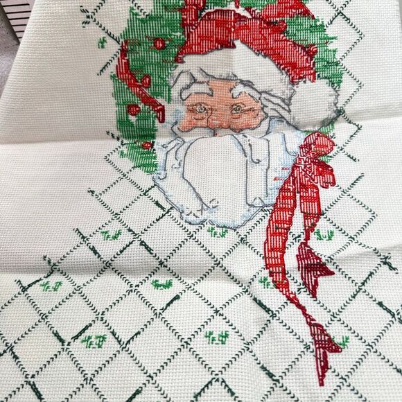 Bucilla counted cross stitch Santa portrait stocking partly finished - Picture 4 of 9